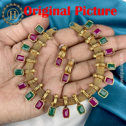 Ruby And Green Kemp Stone Necklace JH3806