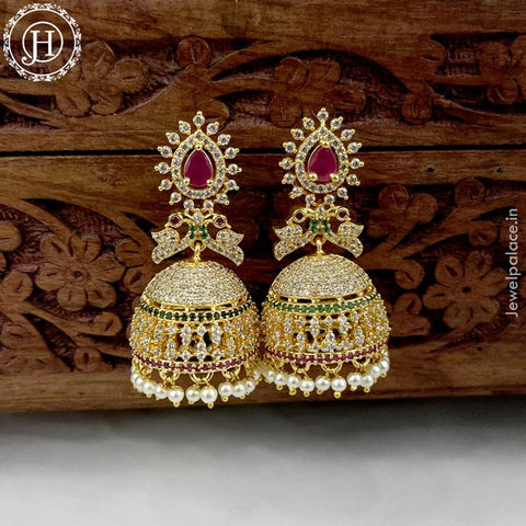 Elegant Gold Plated AD Stone Earrings Jhumka