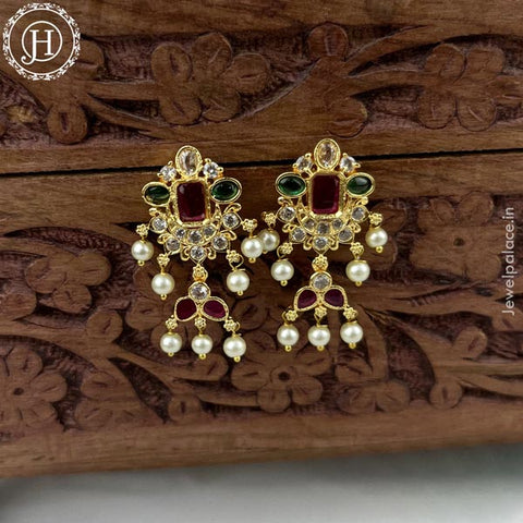 Beautiful Rhodium Plated American Diamond Earrings Jhumka 