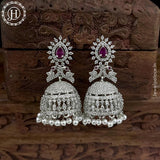 Beautiful Rhodium Plated American Diamond Earrings Jhumka 