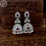 Beautiful Rhodium Plated American Diamond Earrings Jhumka 