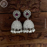 Beautiful Rhodium Plated American Diamond Earrings Jhumka 
