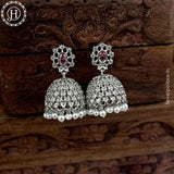 Beautiful Rhodium Plated American Diamond Earrings Jhumka 