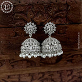 Beautiful Rhodium Plated American Diamond Earrings Jhumka 