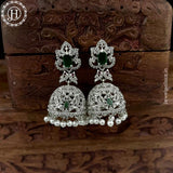 Beautiful Rhodium Plated American Diamond Earrings Jhumka 