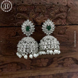 Beautiful Rhodium Plated American Diamond Earrings Jhumka 