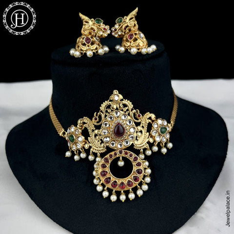 Exclusive Gold Plated Kemp Stone Antique Necklace