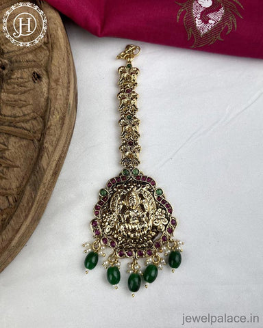 Beautiful Matte Finish Kemp Stones Pearls Temple Tikka