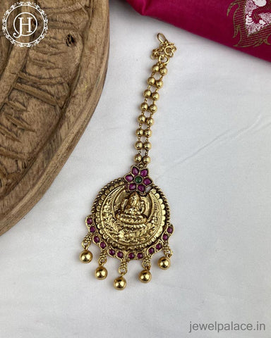 Beautiful Matte Finish Kemp Stones Pearls Temple Tikka