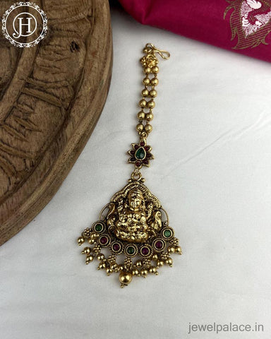 Beautiful Matte Finish Kemp Stones Pearls Temple Tikka