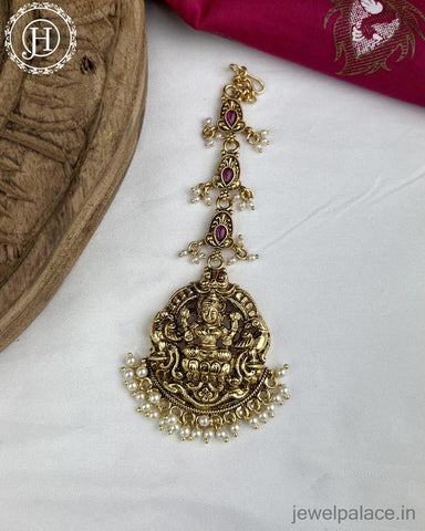 Beautiful Matte Finish Kemp Stones Pearls Temple Tikka