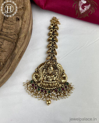 Beautiful Matte Finish Kemp Stones Pearls Temple Tikka