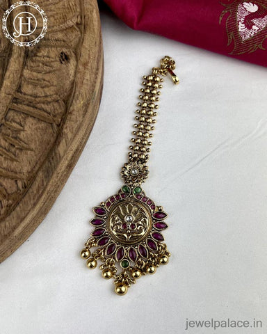 Beautiful Matte Finish Kemp Stones Pearls Temple Tikka