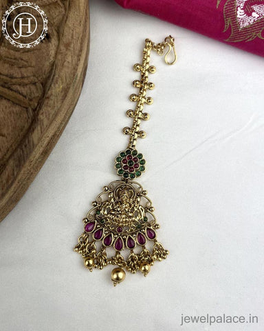 Beautiful Matte Finish Kemp Stones Pearls Temple Tikka