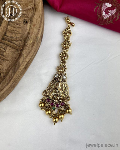 Beautiful Matte Finish Kemp Stones Pearls Temple Tikka