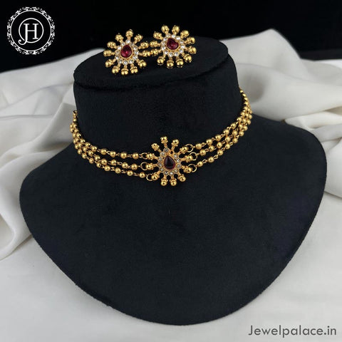 Beautiful Gold Plated Necklace with Earrings JH4507