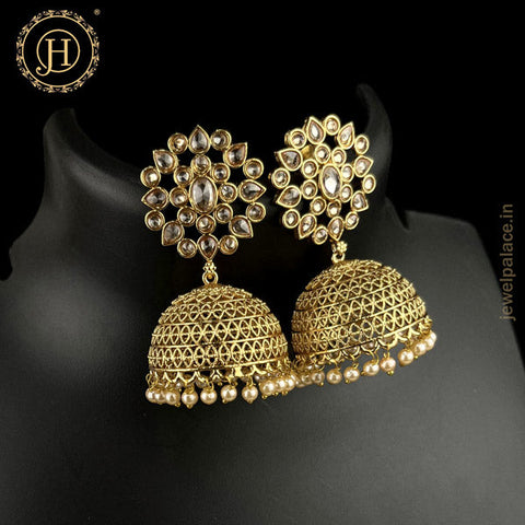 Elegant Gold Plated Kundan Earrings JH4624