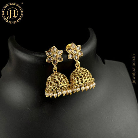 Elegant Gold Plated Kundan Earrings JH4627