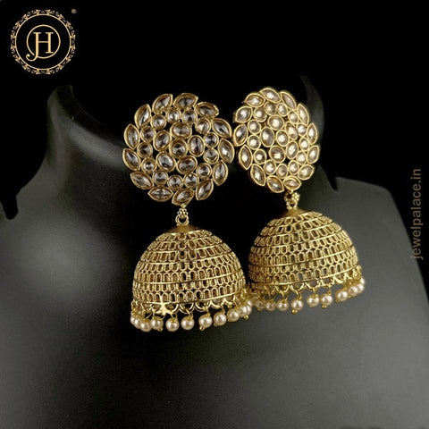 Elegant Gold Plated Kundan Earrings JH4628