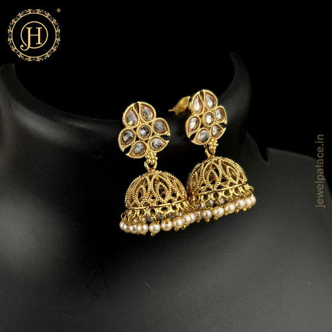 Elegant Gold Plated Kundan Earrings JH4629