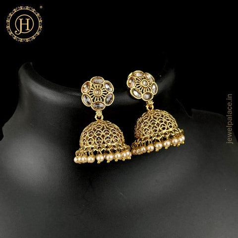 Elegant Gold Plated Kundan Earrings JH4638