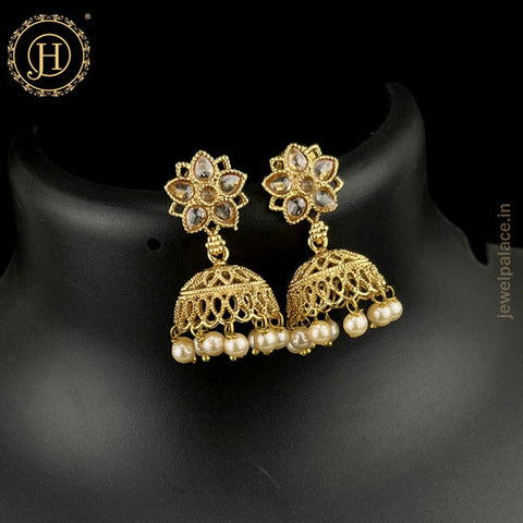 Elegant Gold Plated Kundan Earrings JH4642