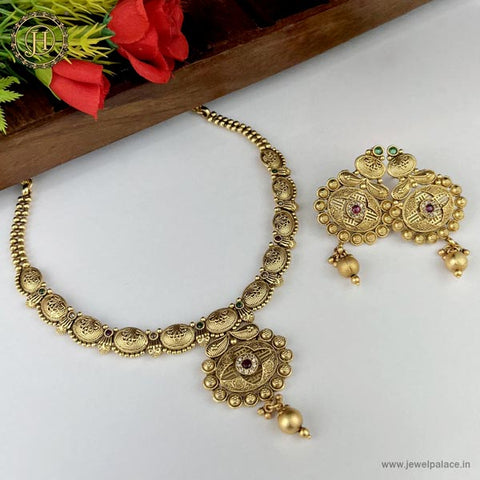 Exclusive Rajwadi Gold Plated Necklace With Earrings JH4665