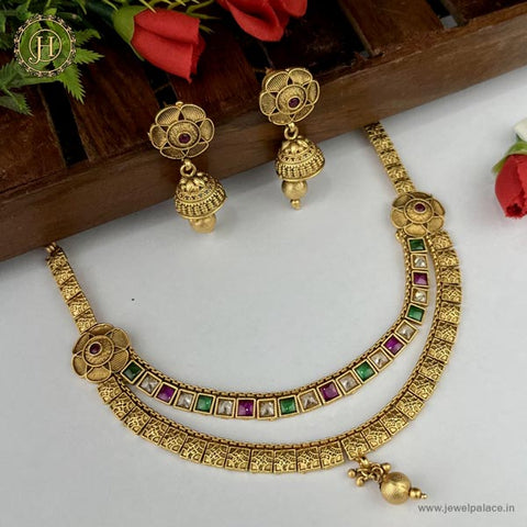Exclusive Rajwadi Gold Plated Necklace With Earrings JH4685