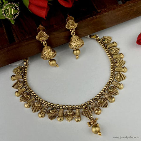 Exclusive Rajwadi Gold Plated Necklace With Earrings JH4686