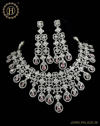 Beautiful Rhodium Plated Alloy AD Stone Premium Necklace JH4772