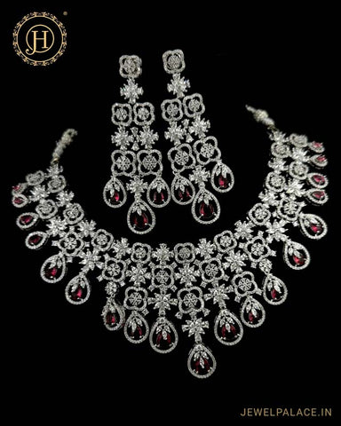 Beautiful Rhodium Plated Alloy AD Stone Premium Necklace JH4773