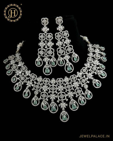 Beautiful Rhodium Plated Alloy AD Stone Premium Necklace JH4775