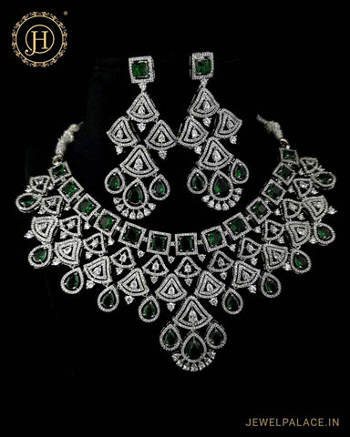 Beautiful Rhodium Plated Alloy AD Stone Premium Necklace JH4777