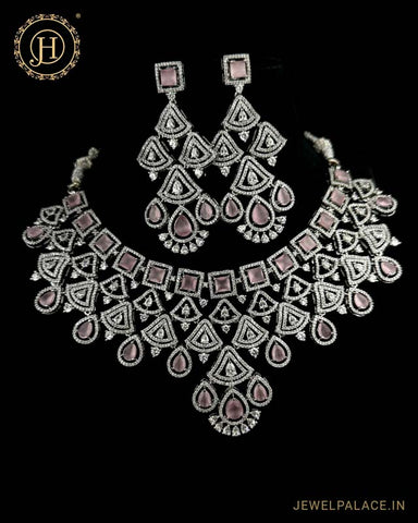 Beautiful Rhodium Plated Alloy AD Stone Premium Necklace JH4778