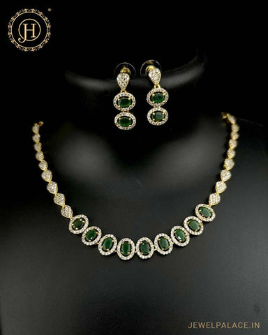 Beautiful Rhodium Plated Alloy AD Stone Premium Necklace JH4785