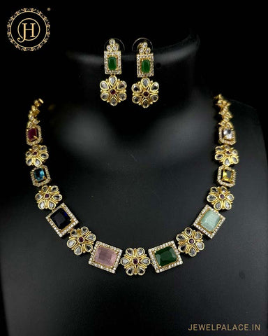 Beautiful Rhodium Plated Alloy AD Stone Premium Necklace JH4786