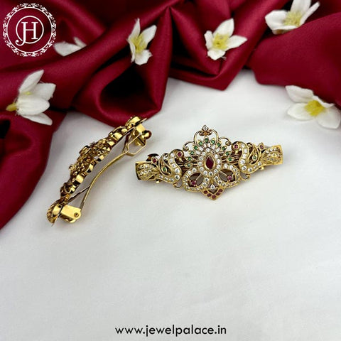 Beautiful Premium Quality Gold Plated Kemp Stone Hair Clip JH5023