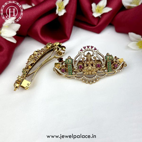 Beautiful Premium Quality Gold Plated Kemp Stone Hair Clip JH5026