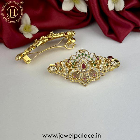 Beautiful Premium Quality Gold Plated Kemp Stone Hair Clip JH5119