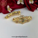 Beautiful Premium Quality Gold Plated Kemp Stone Hair Clip JH5122