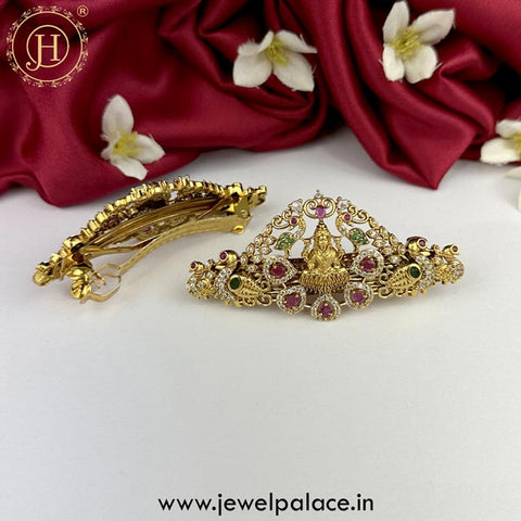 Beautiful Premium Quality Gold Plated Kemp Stone Hair Clip JH5123