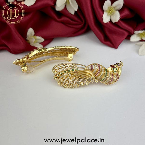 Beautiful Premium Quality Gold Plated Kemp Stone Hair Clip JH5126