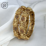Exclusive Gold Plated Kemp Stone Temple Bangles JH5241