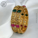 Exclusive Gold Plated Kemp Stone Temple Bangles JH5244