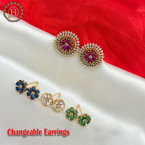 Latest American AD Modern Trendy Studs  Changeable Earrings JH691