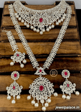 Elegant Silver Shine CZ Stone Classy Combo Choker & Haram Set